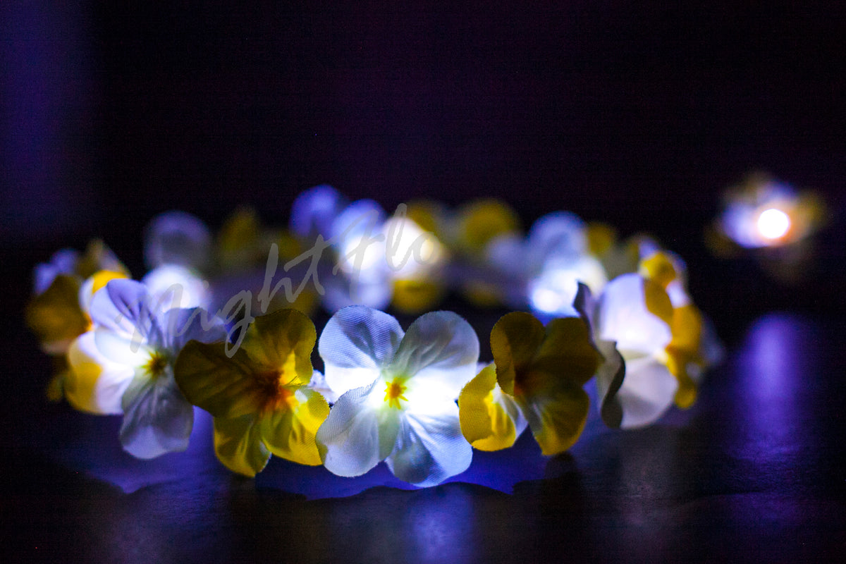 LED Light-Up Daylight Floral Crown – Glowing Yellow & White Flower Headband  Light Up Flower Crown Headband (White LED) |Music Festival| EDC (Copy)