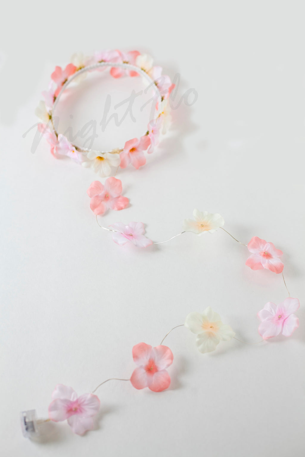 LED Light-Up Cherry Blossom Floral Crown – Glowing Pink & White Flower Headband  Light Up Flower Crown Headband (White LED) |Music Festival| EDC