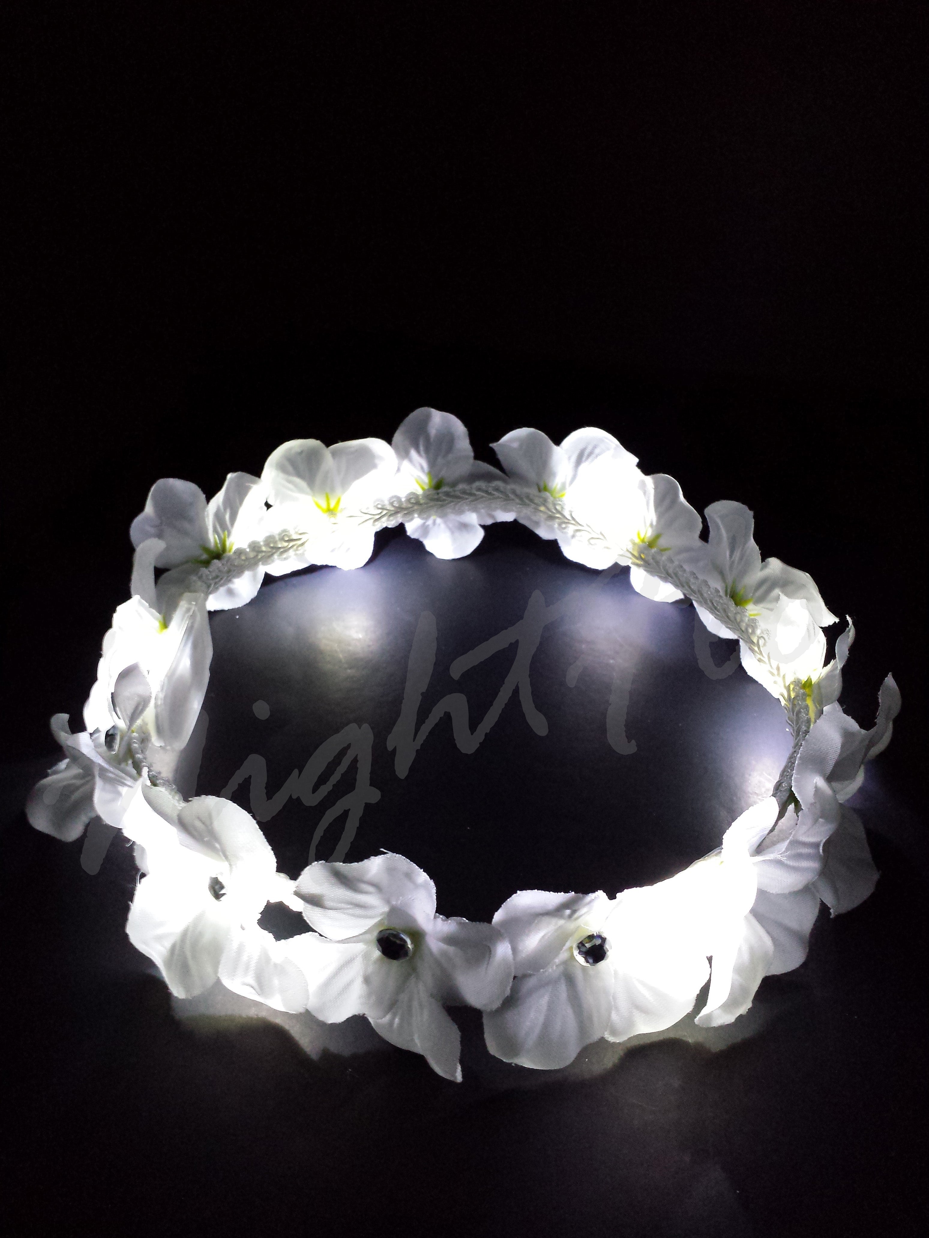 Glowing LED Heavenly White Flower Crown – Light-Up Bridal, Festival & Party Headpiece