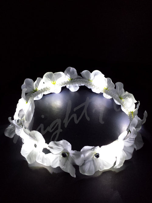 Glowing LED Heavenly White Flower Crown – Light-Up Bridal, Festival & Party Headpiece