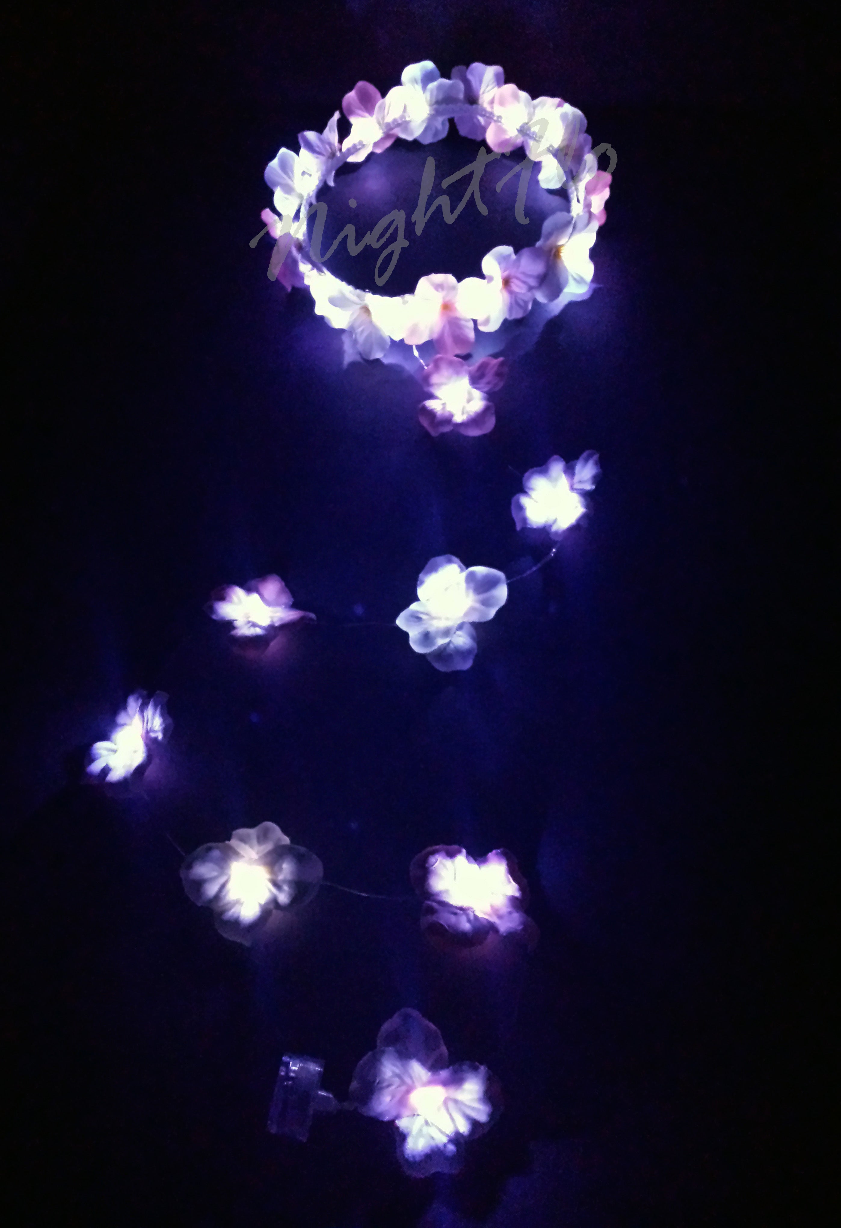 LED Light-Up Cherry Blossom Floral Crown – Glowing Pink & White Flower Headband  Light Up Flower Crown Headband (White LED) |Music Festival| EDC