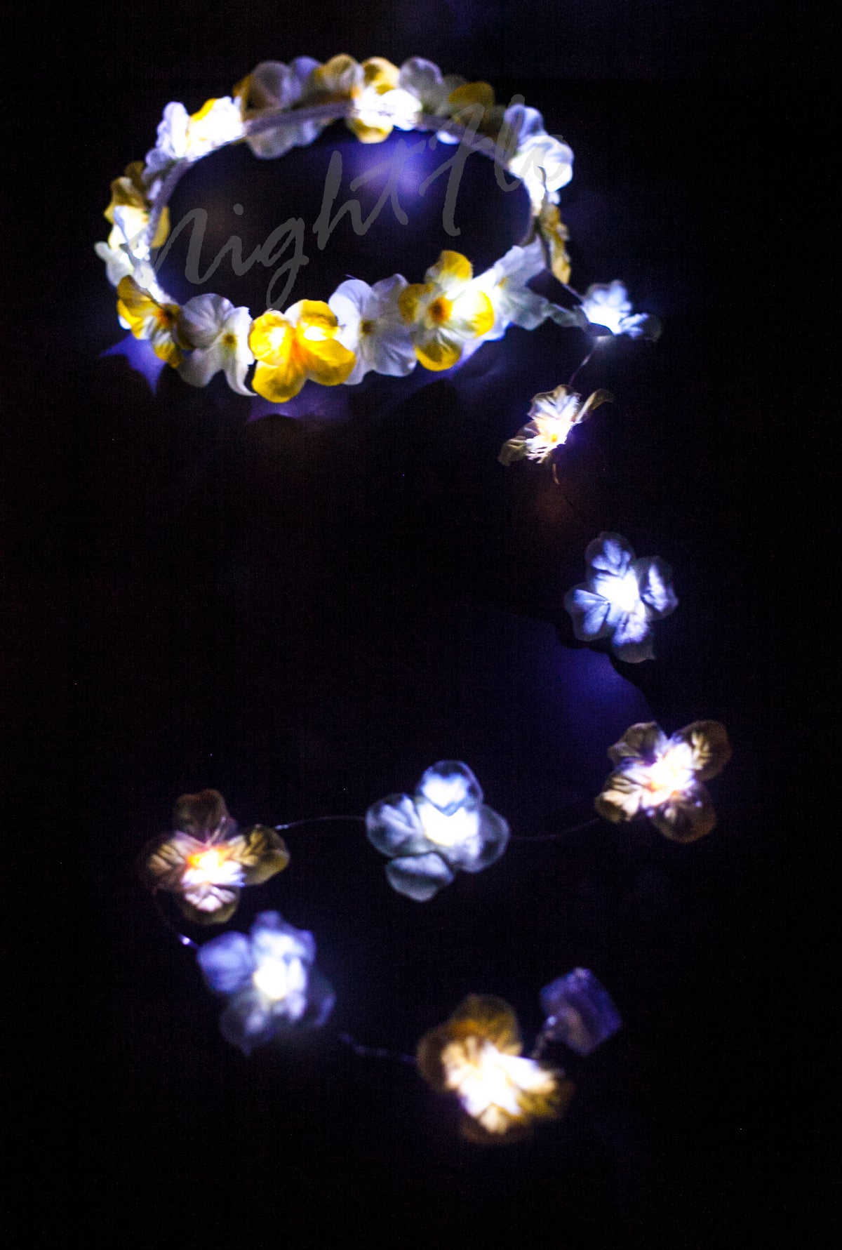 LED Light-Up Daylight Floral Crown – Glowing Yellow & White Flower Headband  Light Up Flower Crown Headband (White LED) |Music Festival| EDC (Copy)