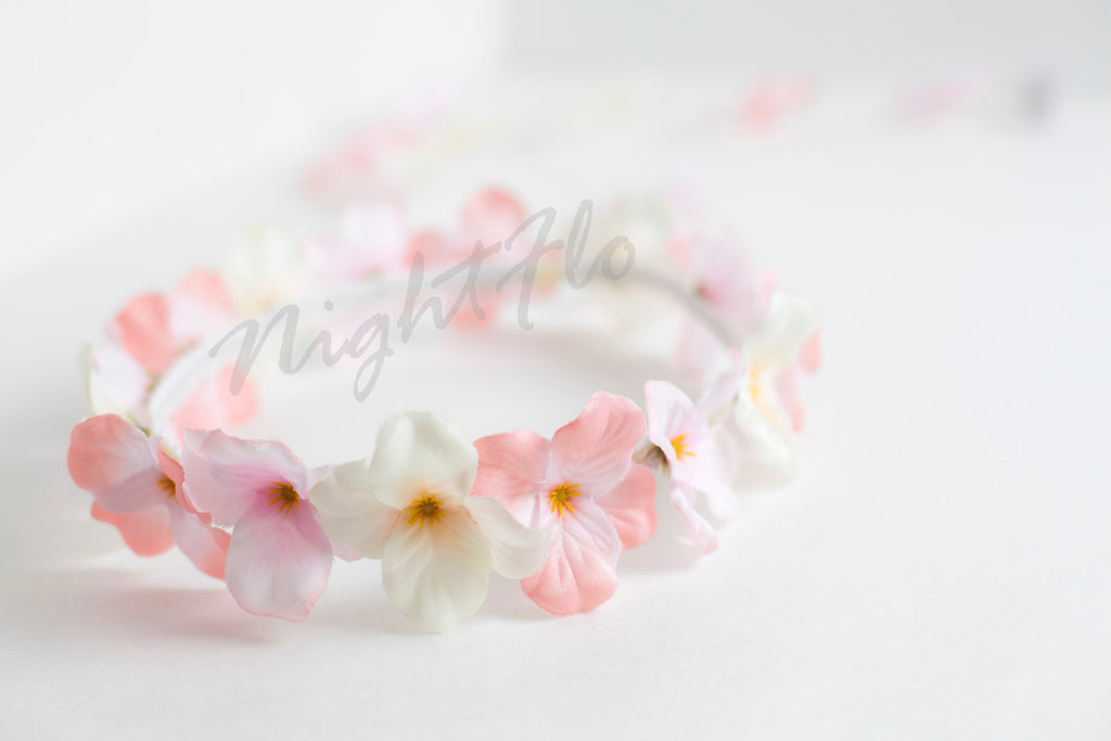 LED Light-Up Cherry Blossom Floral Crown – Glowing Pink & White Flower Headband  Light Up Flower Crown Headband (White LED) |Music Festival| EDC