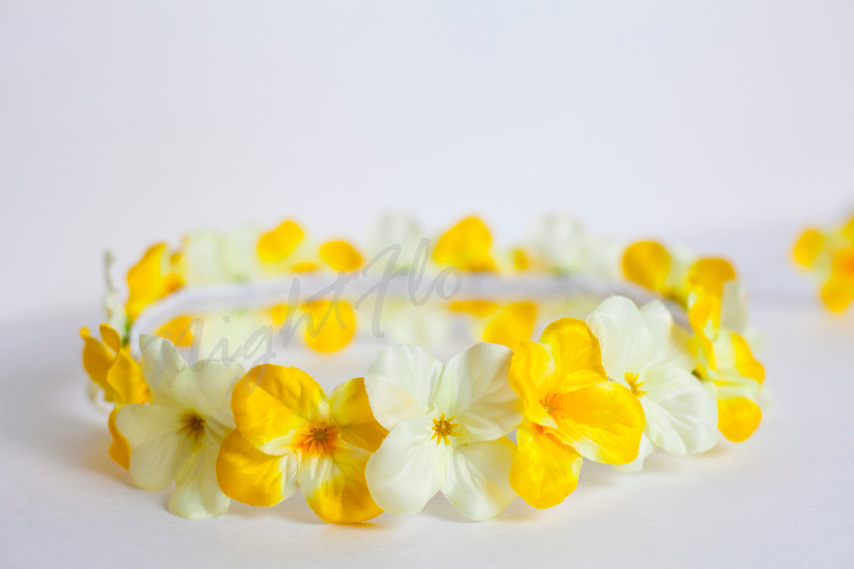 LED Light-Up Daylight Floral Crown – Glowing Yellow & White Flower Headband  Light Up Flower Crown Headband (White LED) |Music Festival| EDC (Copy)