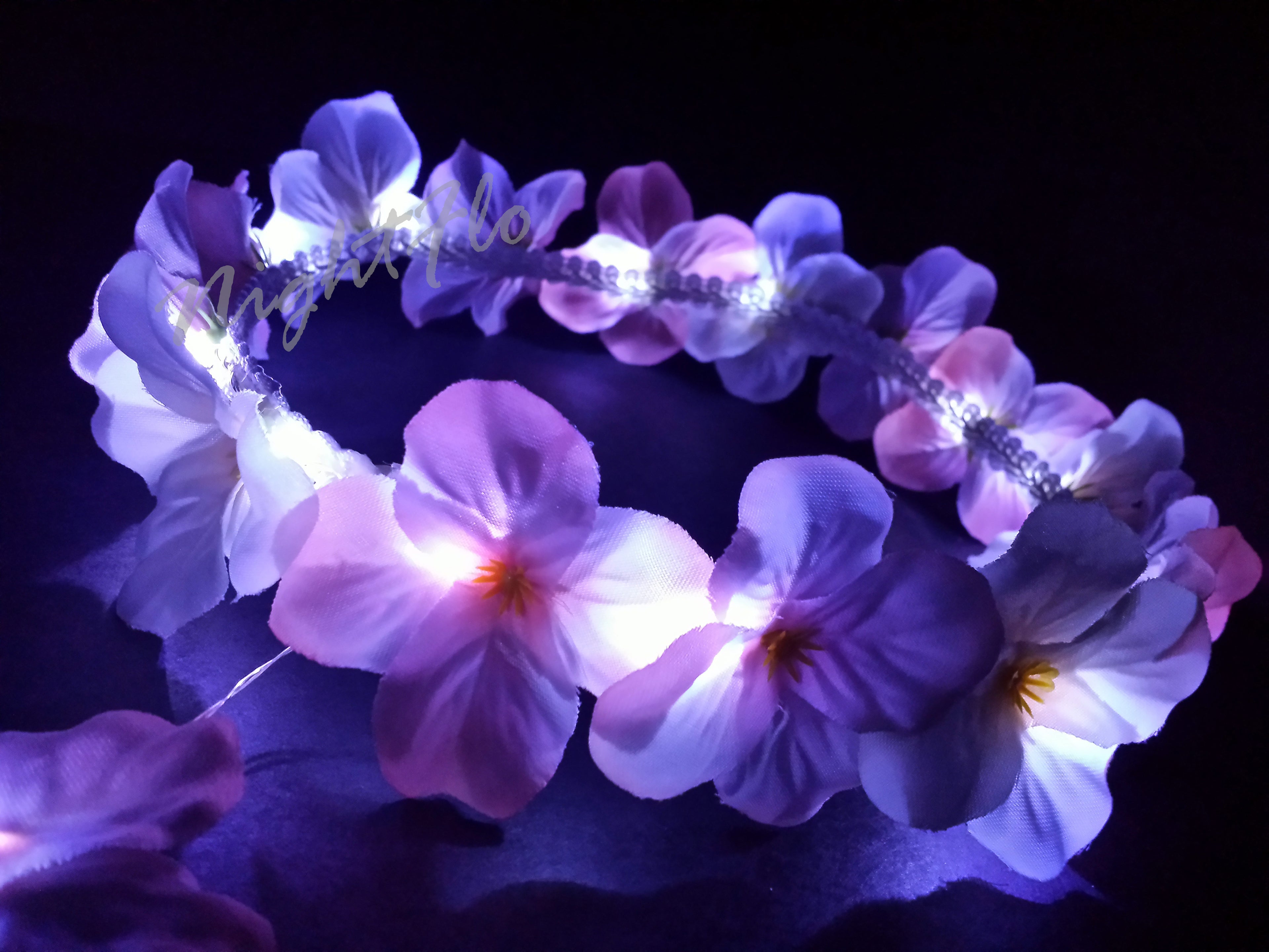 LED Light-Up Cherry Blossom Floral Crown – Glowing Pink & White Flower Headband  Light Up Flower Crown Headband (White LED) |Music Festival| EDC