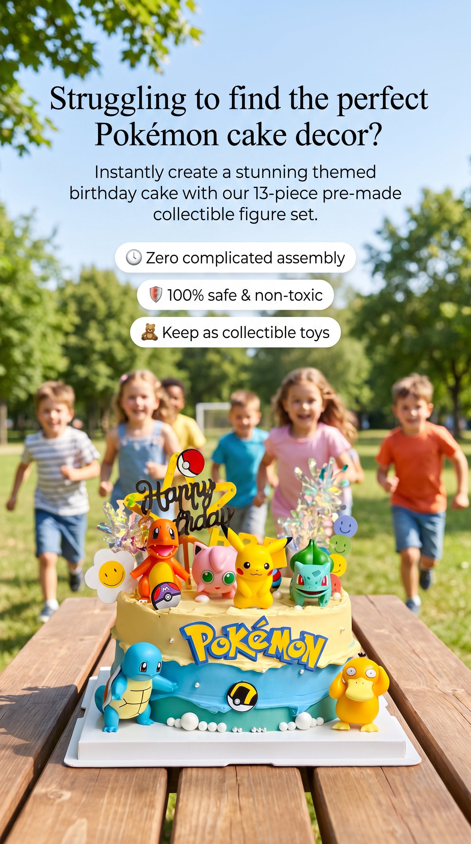 Deluxe Pokémon Birthday Cake 13 pcs Topper Set