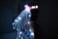 Glowing LED Pink Floral Crown Veil – Light-Up Bachelorette & Bride-to-Be Accessory