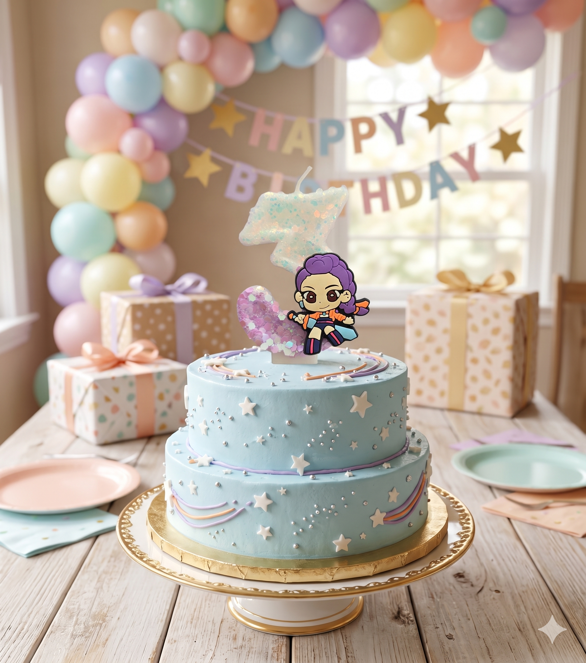 K Pop Demon Hunter Number Birthday Candles (Rumi #3 Candle)