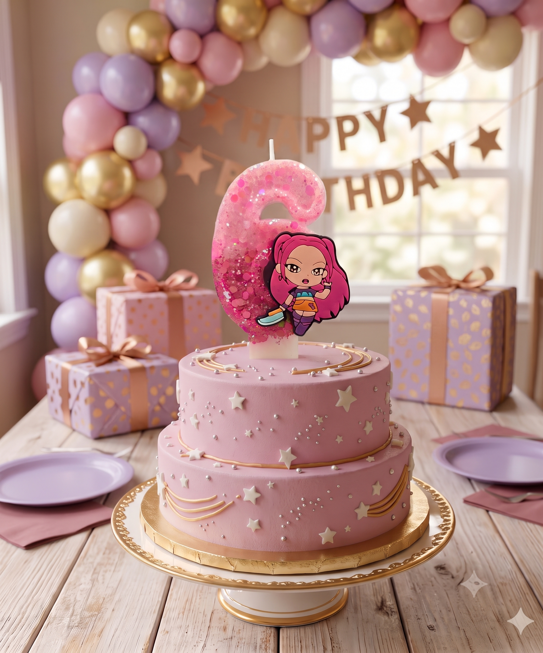 K Pop Demon Hunter Number Birthday Candles (Mira #6 Candle)