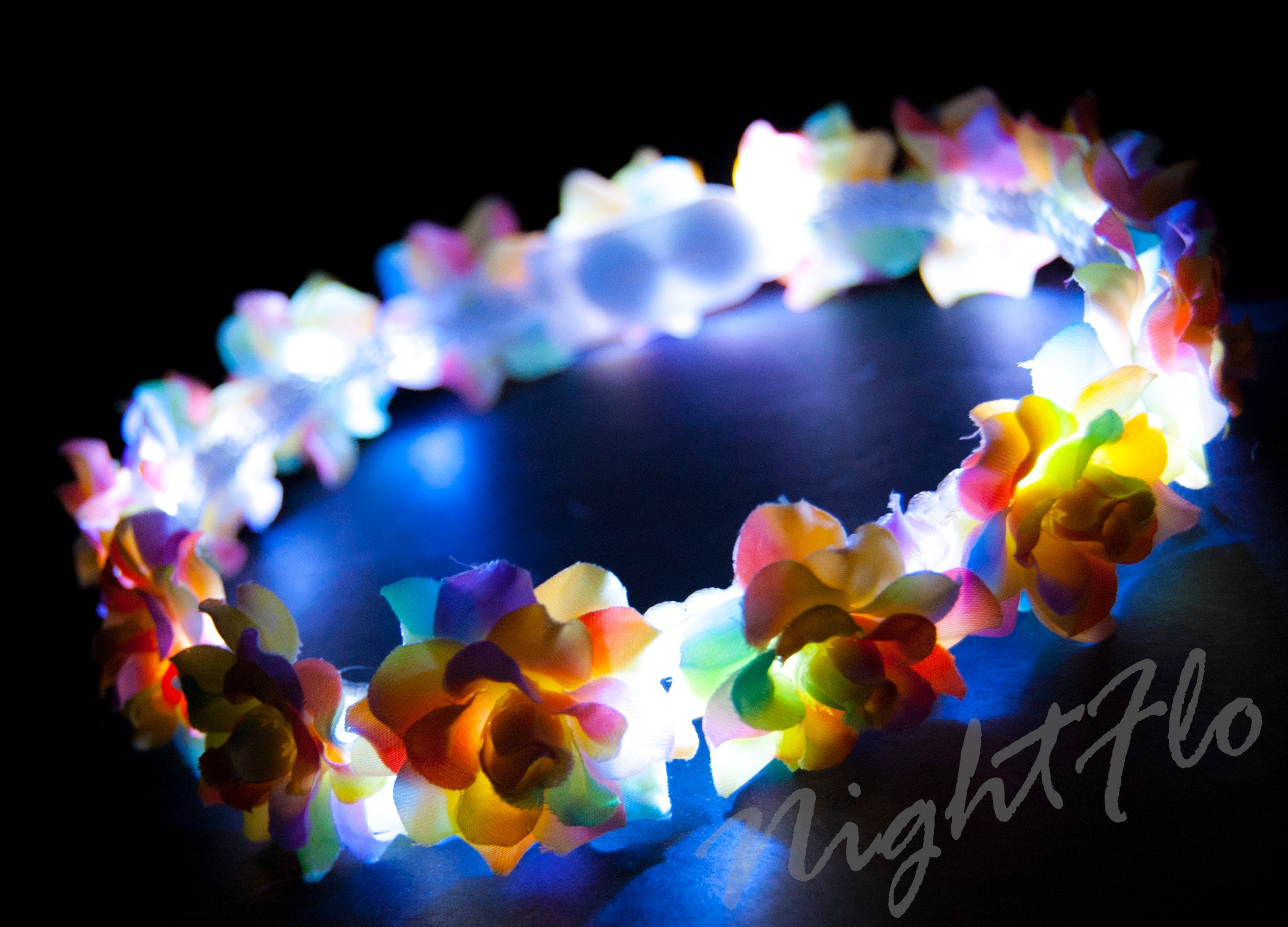 Rainbow Rose Light Up Flower Crown Headband (White LED) |Music Festival| EDC