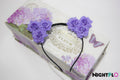 Violet Floral Rose Kitty Ear Headband – Optional LED Light-Up Finish