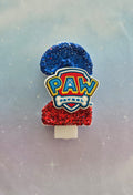 Paw Patrol Shield Birthday Number 2 Candle – Sparkly Royal Blue & Red Glitter Topper