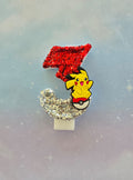 Custom Pikachu Electric Mouse Birthday Candle Topper – Red & Silver Glitter Number Candle