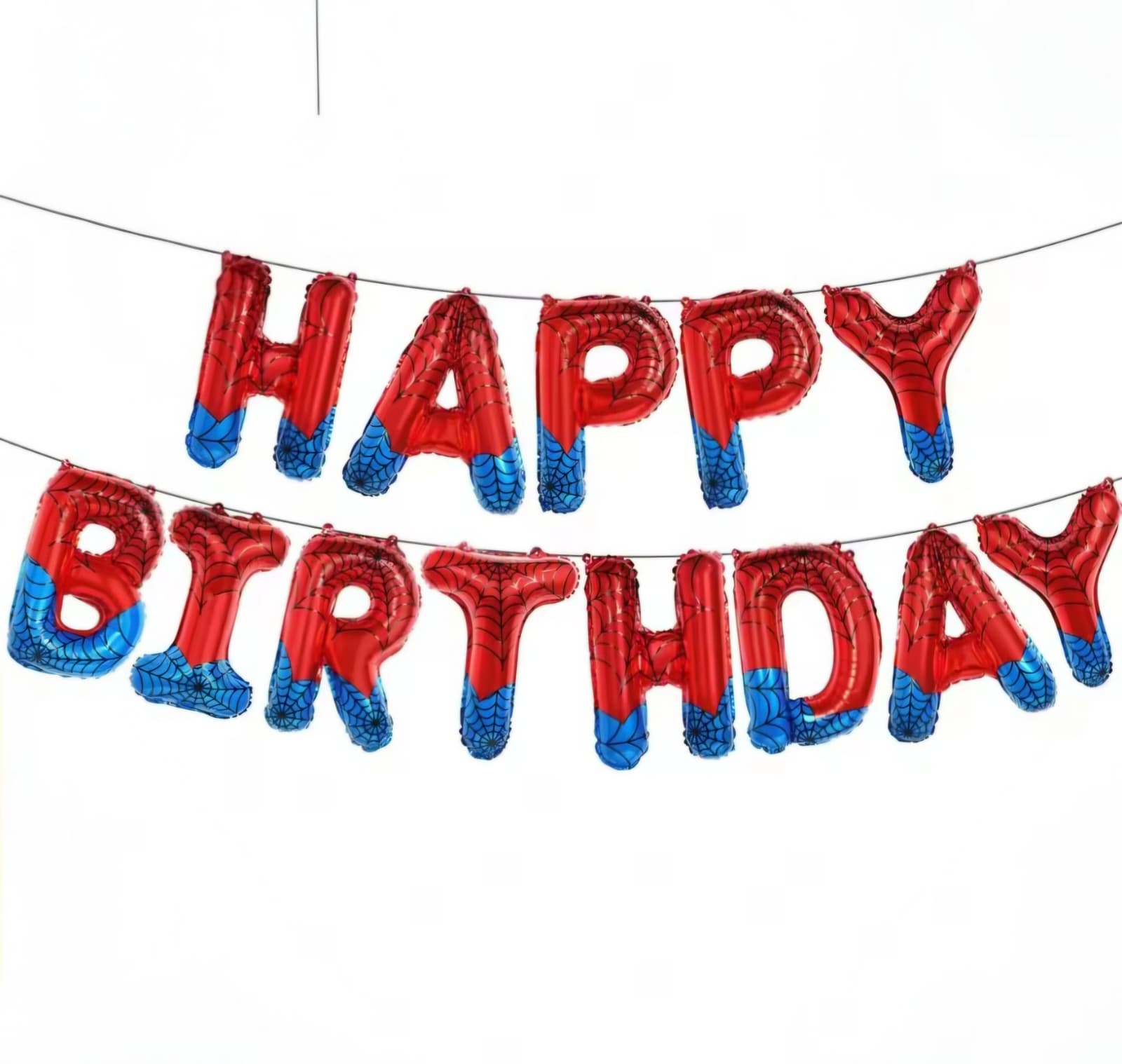 SpiderMan Hero Happy Birthday Foil Balloon Banner – 16-Inch Hanging Letter Balloons