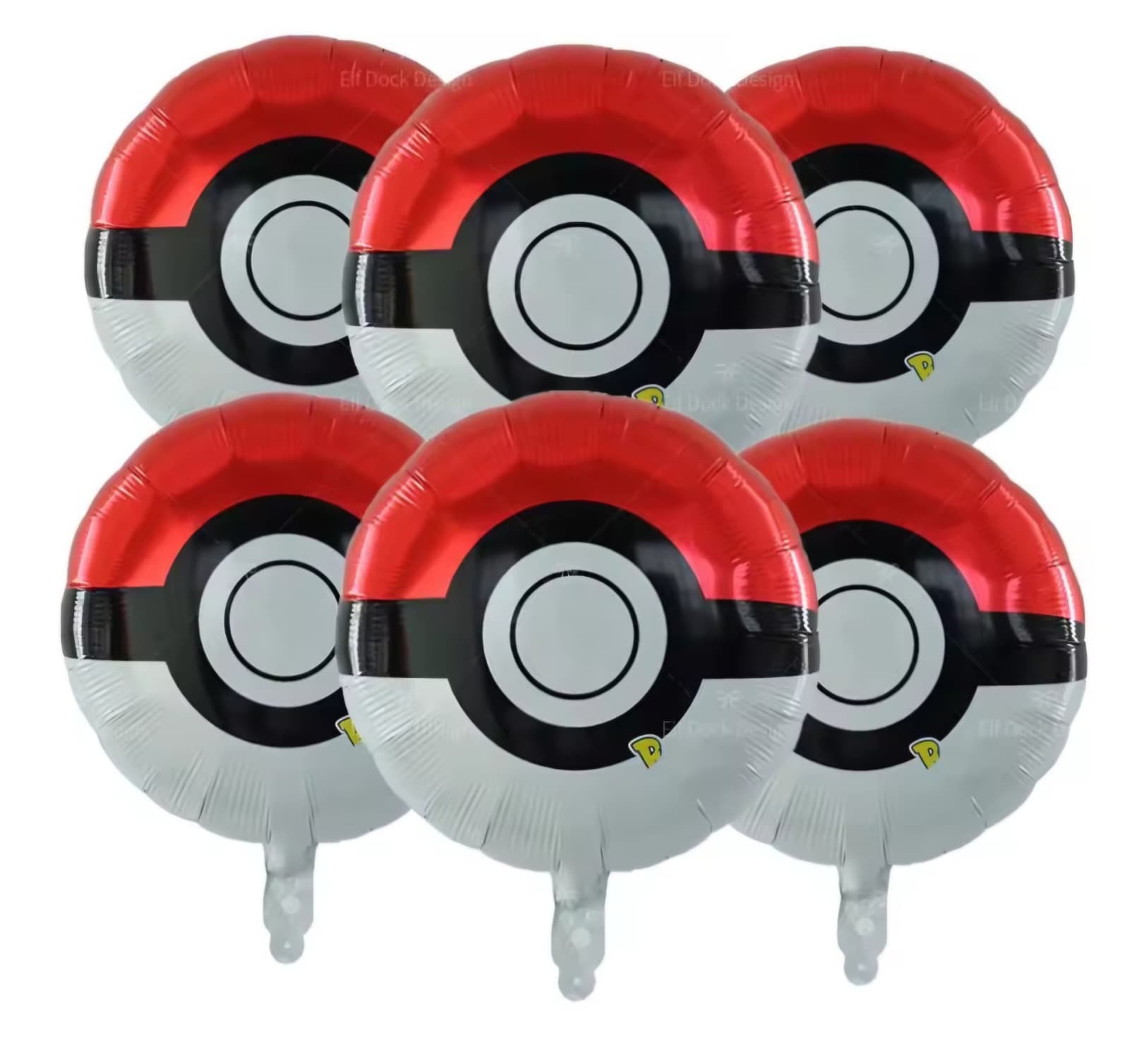 Poké Ball Foil Balloon Set (6 Pack) – Pokémon Birthday Party Decor & Bouquet Fillers