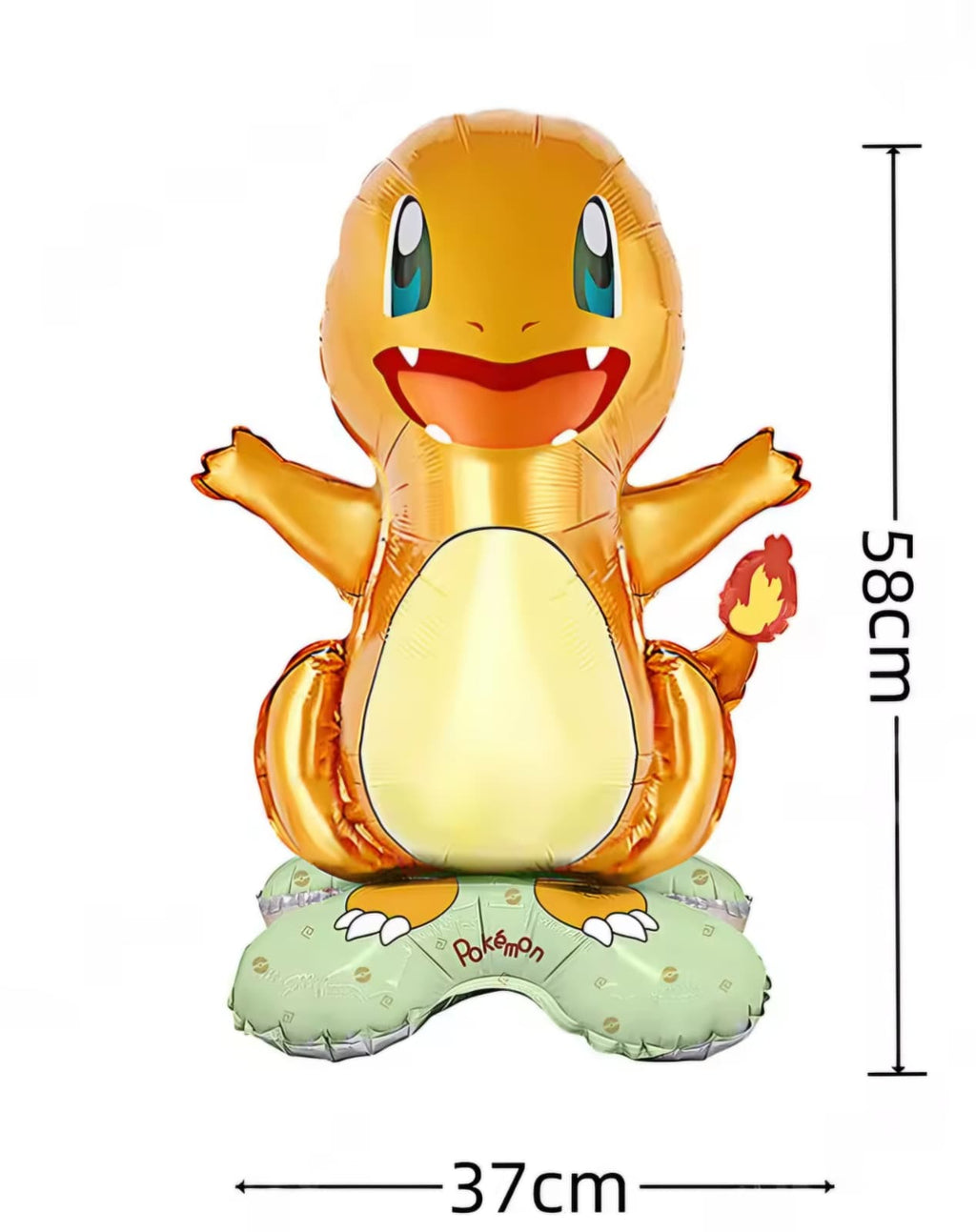 Pokémon Stacked Character Foil Balloons 4pcs set – Standing Pikachu, Charmander, Bulbasaur, & Squirtle Decor