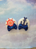 Handmade Nautical Mickey Mouse Ear Hair Clips – Sequin Bow Cruise & Sailor Costumes