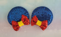 Handmade Princess Snow White Mouse Ears Hair Clips / Barrettes – Classic Royal Blue Sequin Clips