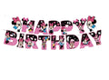 Pink & Black Minnie Mouse Happy Birthday Hanging Garland – Character Theme Birthday Decoration