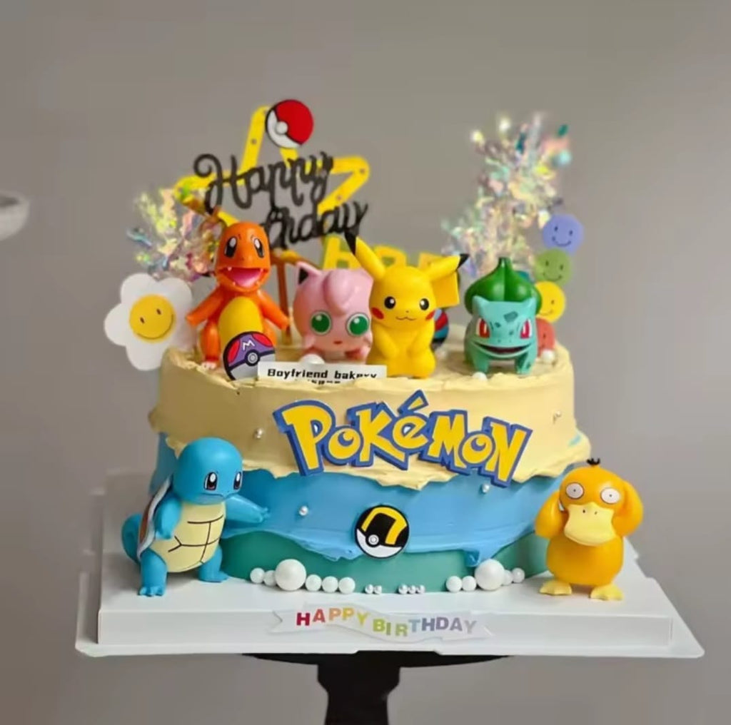 Deluxe Pokémon Birthday Cake 13 pcs Topper Set – Includes Figurines, Poké Balls, & Happy Birthday Sign
