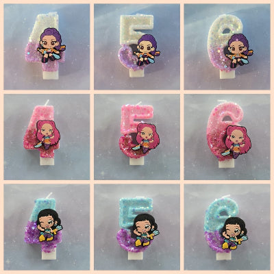 K Pop Demon Hunter Number Birthday Candles (Rumi #3 Candle)
