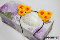 Tangerine Orange Rose Floral Kitty Ears Headband – Vibrant Yellow & Orange Kitty Ears w Optional LED Light-Up Finish